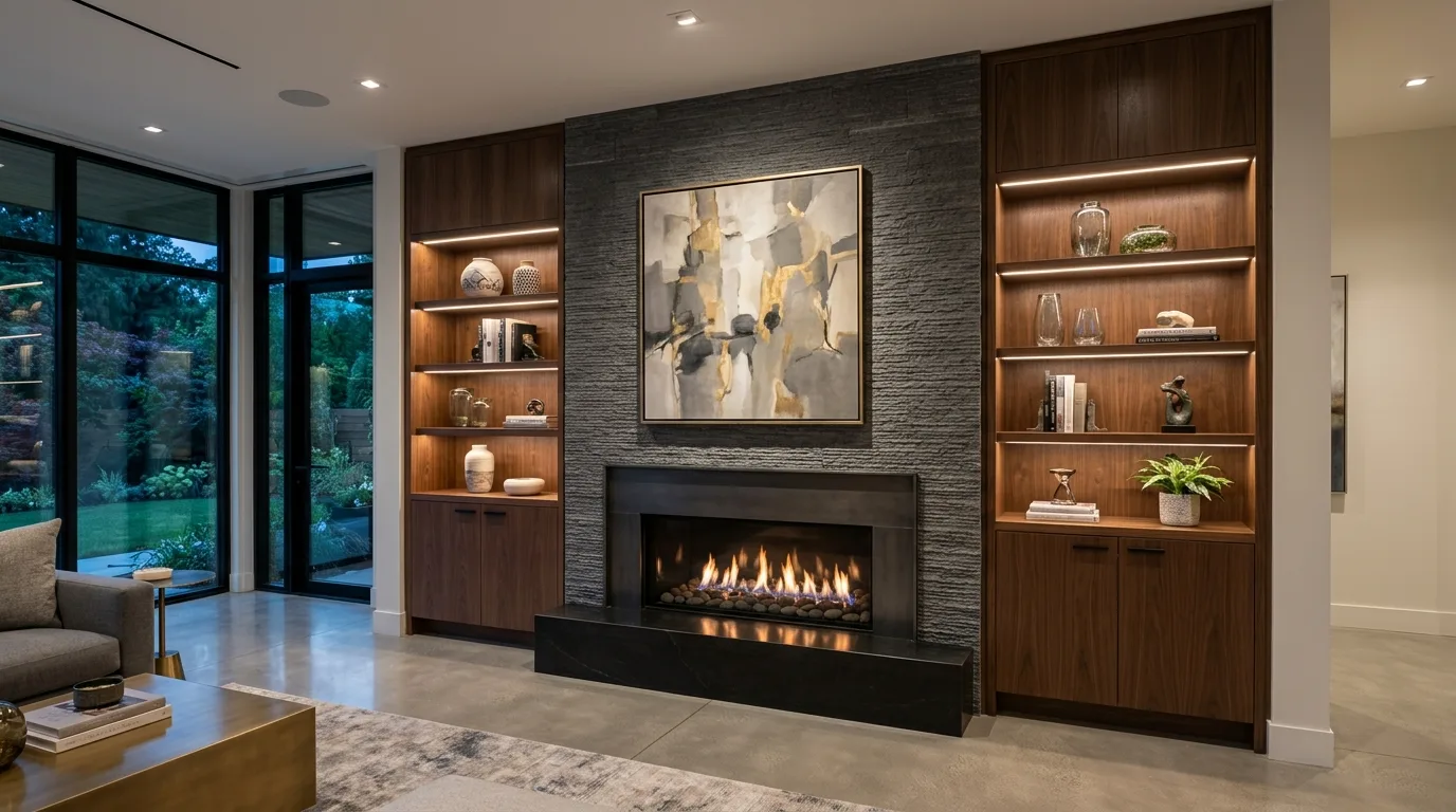 Let built-ins replace extra living room furniture inspiration for a living room with fireplace built-ins.